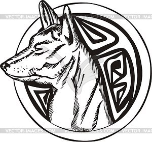 Round dog tattoo - vector image