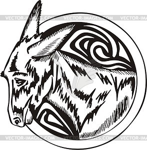 Round donkey tattoo - vector clipart