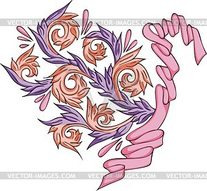 Floral pattern with ribbon - vector clip art