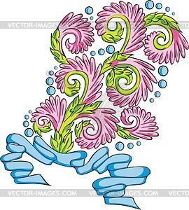 Floral pattern with ribbon - vector image