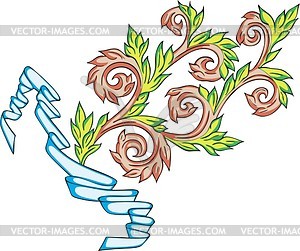 Floral pattern with ribbon - vector clipart
