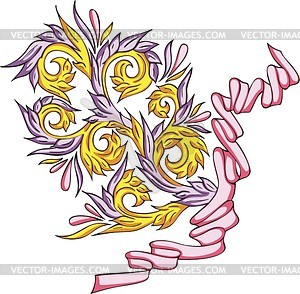 Floral pattern with ribbon - vector image