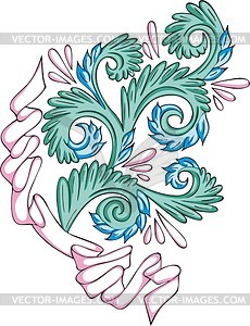 Floral pattern with ribbon - vinyl EPS vector clipart