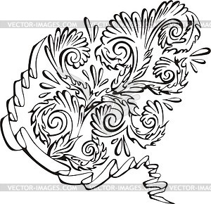 Растительный декор с лентой - иллюстрация в векторном формате