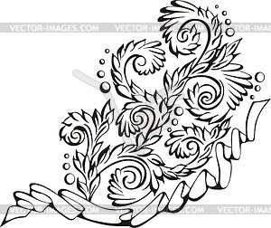 Floral ornament with ribbon - vector clipart