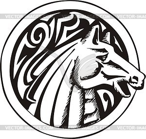 Round horse tattoo - vector clip art