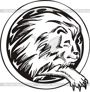 Round lion tattoo - vector clipart