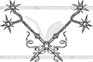 Crossed maces - white & black vector clipart