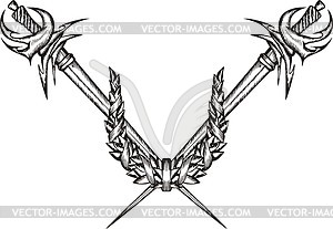 Crossed rapiers with wreath - vector clipart