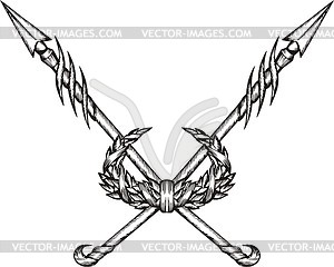 Crossed spears with wreath - vector EPS clipart