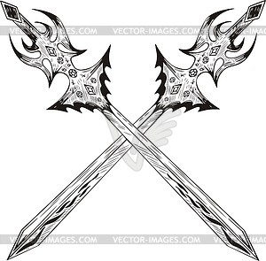 Crossed swords - vector clipart