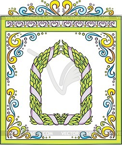 Artistic frame with wreath - vector image