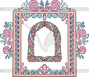 Artistic frame with wreath - vector image
