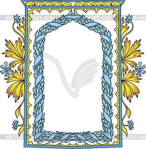 Artistic frame with wreath - vector image