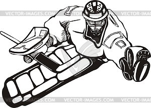 Ice hockey player - white & black vector clipart