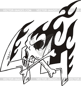 4x4 skull flame - vector clipart