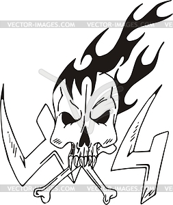 4x4 skull flame - vector image