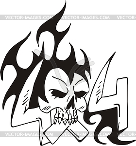 4x4 skull flame - vector clipart