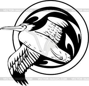 Round albatross tattoo - vector clipart