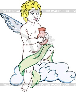 Angel with jug - vector clipart