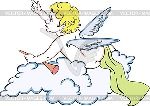 Angel lying on a cloud - vector image