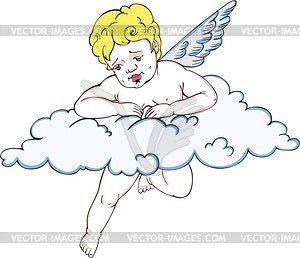 Angel on a cloud - vector image