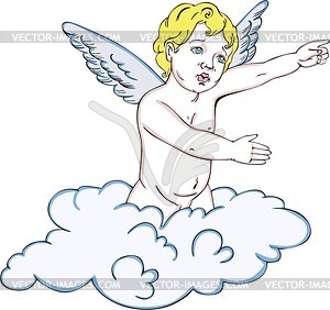 Angel on a cloud - vector clipart