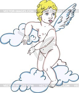 Angel in clouds - vector clipart