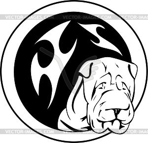 Round dog tattoo - vector clipart