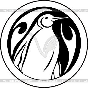 Round penguin tattoo - vector clipart