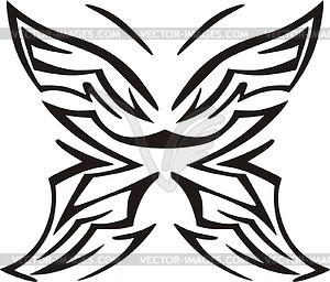 Symmetrical butterfly tattoo - white & black vector clipart