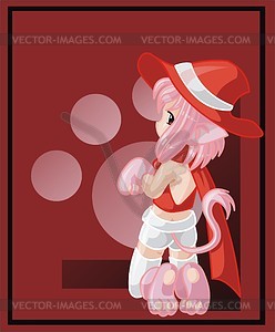 Little girl anime - vector clipart