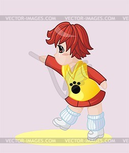 Red-headed kid - vector clipart