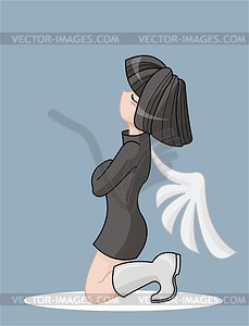 Nice angel girl praying - vector clipart