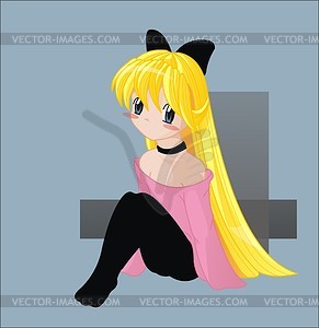 Pretty blond little girl - vector clipart