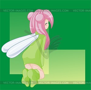 Pretty girl with wings - vector clipart