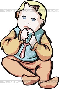 Baby with toy - vector clipart