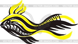 Черно-желтый паттерн-рыба - графика в векторе