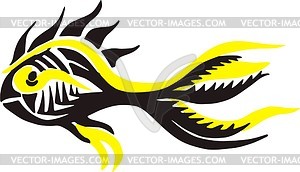 Black & yellow fish pattern - vector clipart