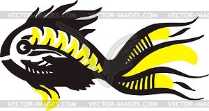 Black & yellow fish pattern - vector image