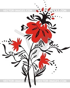 Slavic red & black flower pattern - vector image