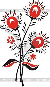 Slavic red & black flower pattern - vector image