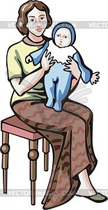 Mamma with baby - color vector clipart