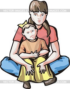 Mamma with kid - vector clip art