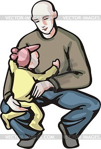 Papa with kid - vector clipart