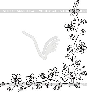 Цветочный уголок-орнамент - векторизованное изображение