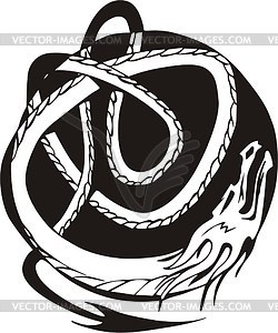 Round dragon knot tattoo - vector image