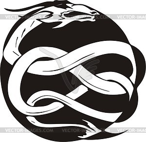 Round dragon knot tattoo - vector clip art