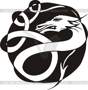 Round dragon knot tattoo - vector clipart