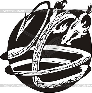 Round dragon knot tattoo - vector clipart